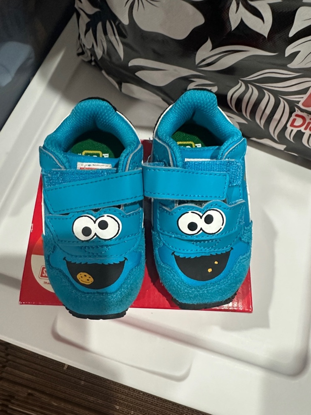 Puma Kids Teal Blue Velcro Sneakers with Character Face